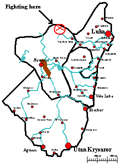 Map of Utania, fighting in northern Savana state