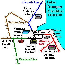 Luka's train network and sporting facilities