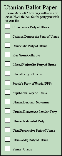 The final and approved ballot paper for Election 300